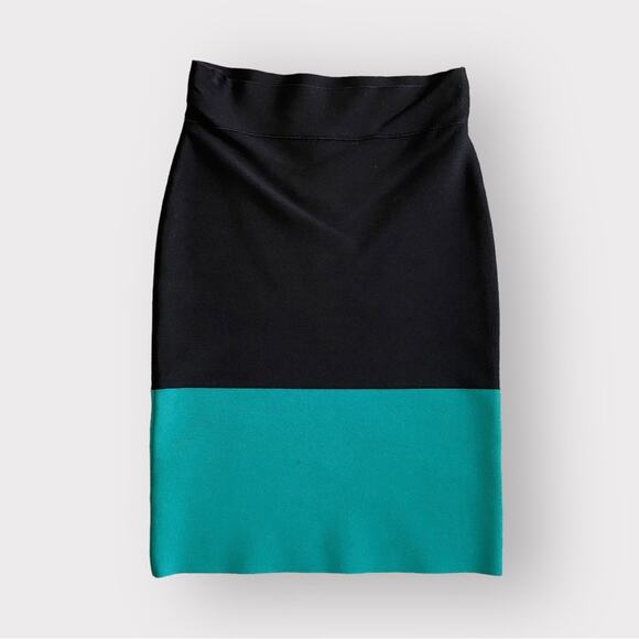 BCBG Maxarzia Bandage Skirt Turquoise Black - Picture 2 of 7